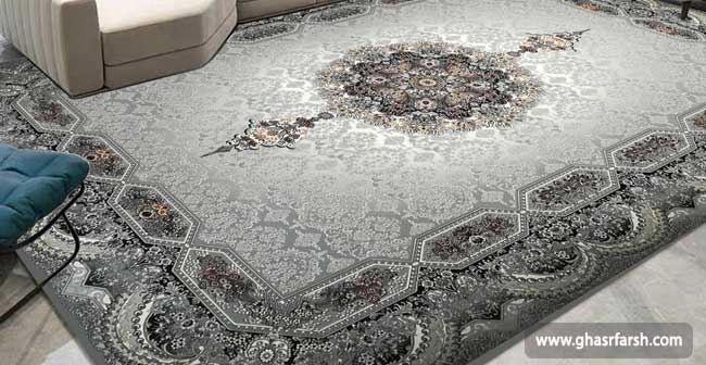 فرش نقره ای - فرش سیلور - فرش کاشان carpet silver