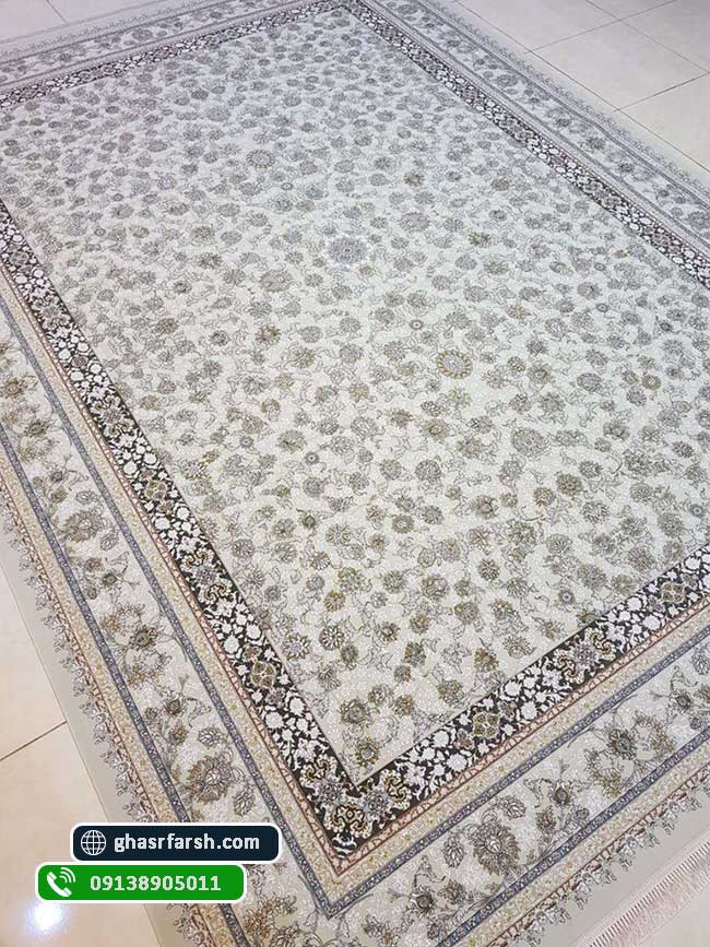 فرش دیانا نقره ای 1500 شانه تراکم 4500 - فرش کاشان