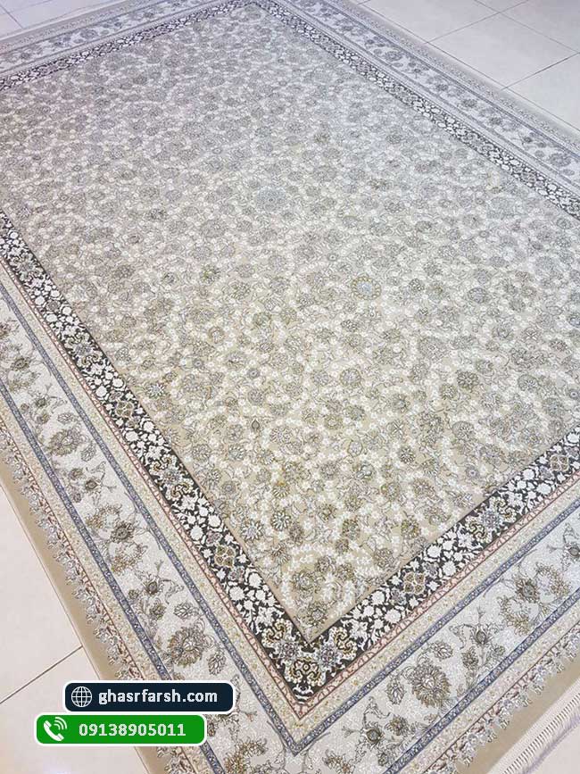  فرش دیانا بژ 1500 شانه تراکم 4500 - فرش کاشان