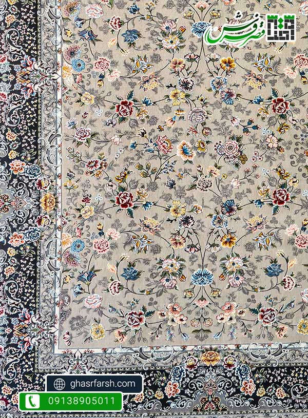 فرش سعادت ترمه ای  1200 شانه تراکم 3600 - فرش کاشان