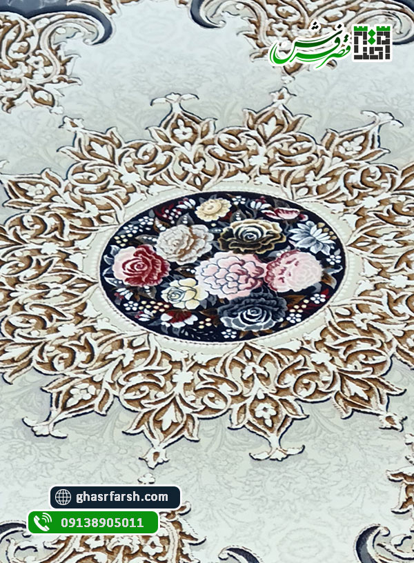 فرش آروانا متالیک 1200 شانه گلبرجسته - فرش کاشان 